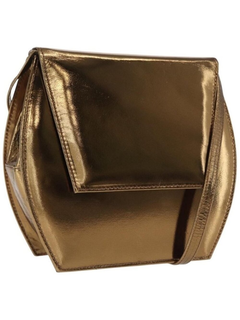 Authentic BALLY Shoulder Bag Leather Gold Tone